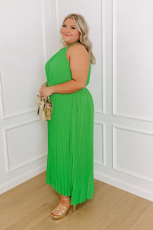 VIP Party Pleated Maxi Dress in Kelly Green Curves sold by Impressions product image thumbnail 3