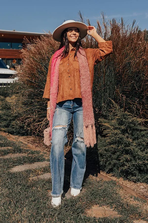 Long Way Home Faux Suede Button Up sold by Impressions