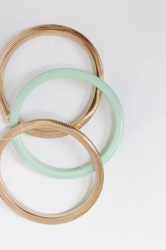 Girl On The Go Stretch Bangle Bracelet Set in Mint sold by Impressions