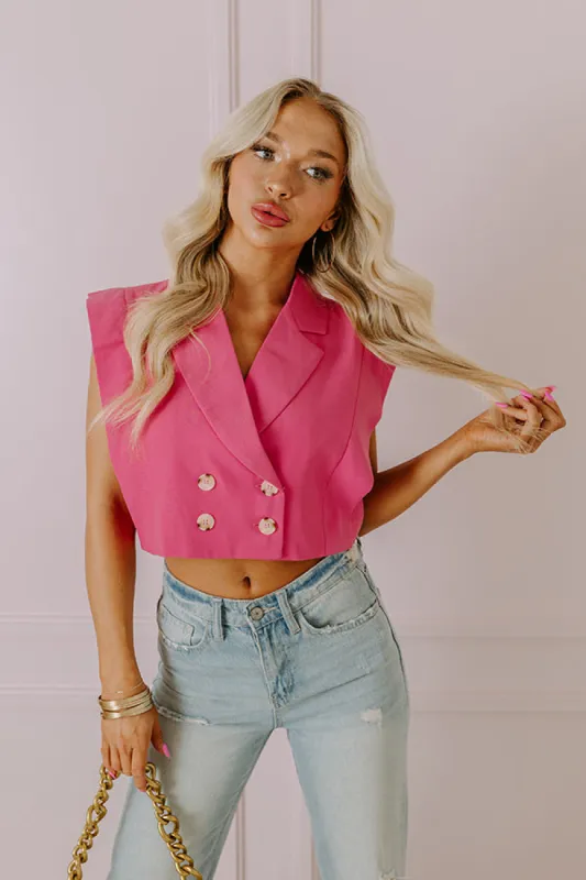 Champagne Cruising Crop Top in Bubblegum Pink sold by Impressions