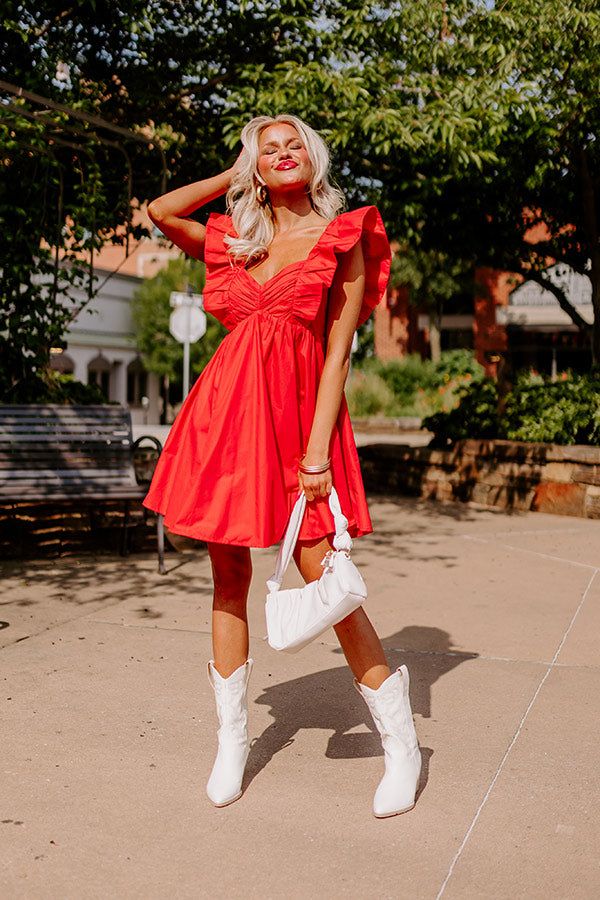 Cityscape Splendor Babydoll Dress in Red sold by Impressions