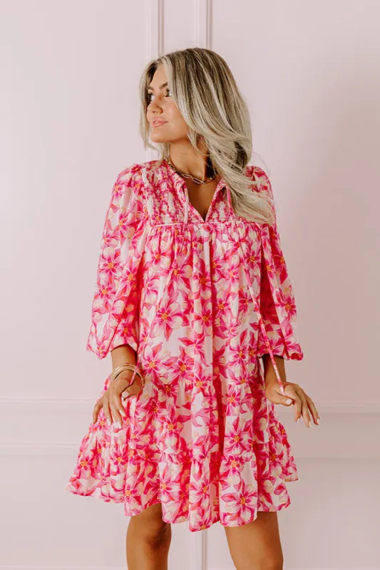 Coastal Cruise Floral Mini Dress in Pink sold by Impressions