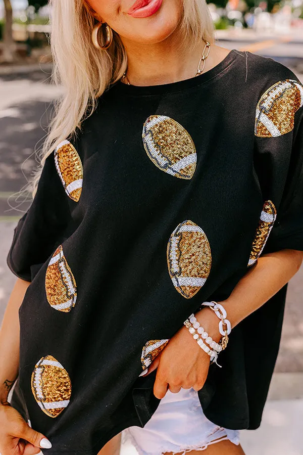 Football Season Sequin Oversized Tee in Black sold by Impressions product image thumbnail 3
