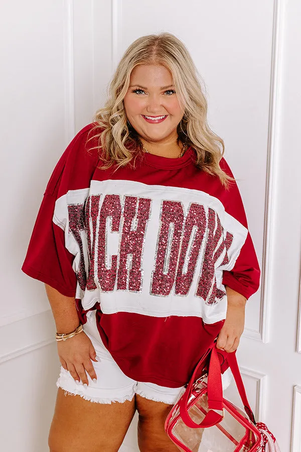 It's a Touch Down Sequin Oversized Tee in Red Curves sold by Impressions product image thumbnail 4