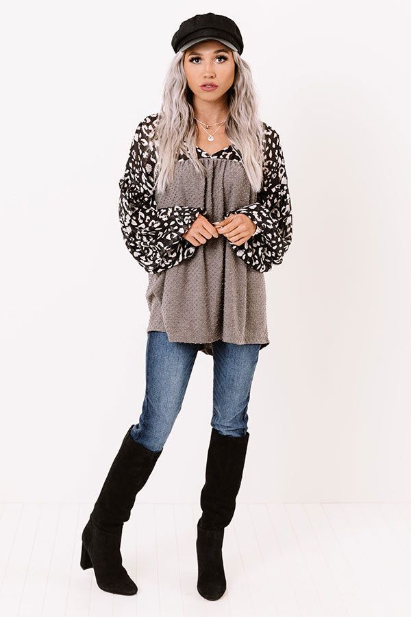 Pretty Smiles Shift Top In Grey sold by Impressions