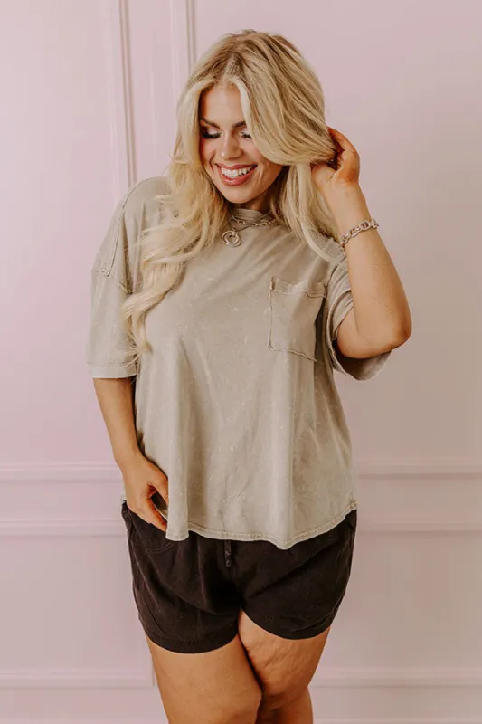 Ready To Go Mineral Wash Tee in Warm Taupe Curves sold by Impressions