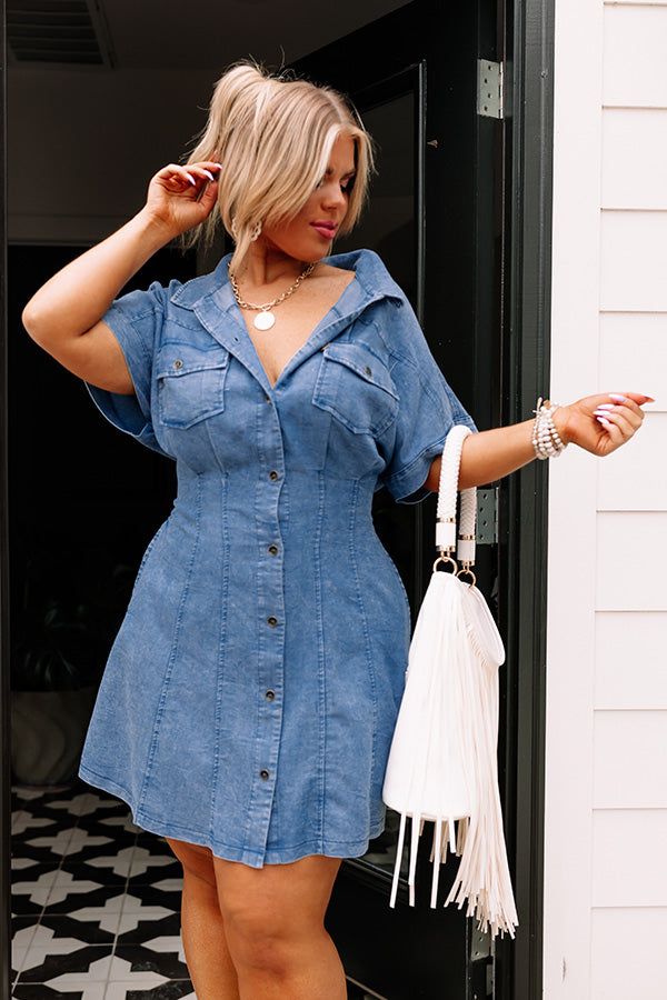 Caffeine Crush Chambray Mini Dress Curves sold by Impressions