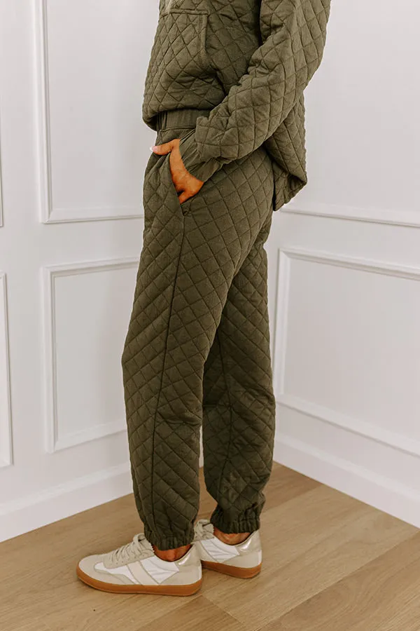 Paris Mornings Quilted Joggers In Dark Sage sold by Impressions product image thumbnail 3