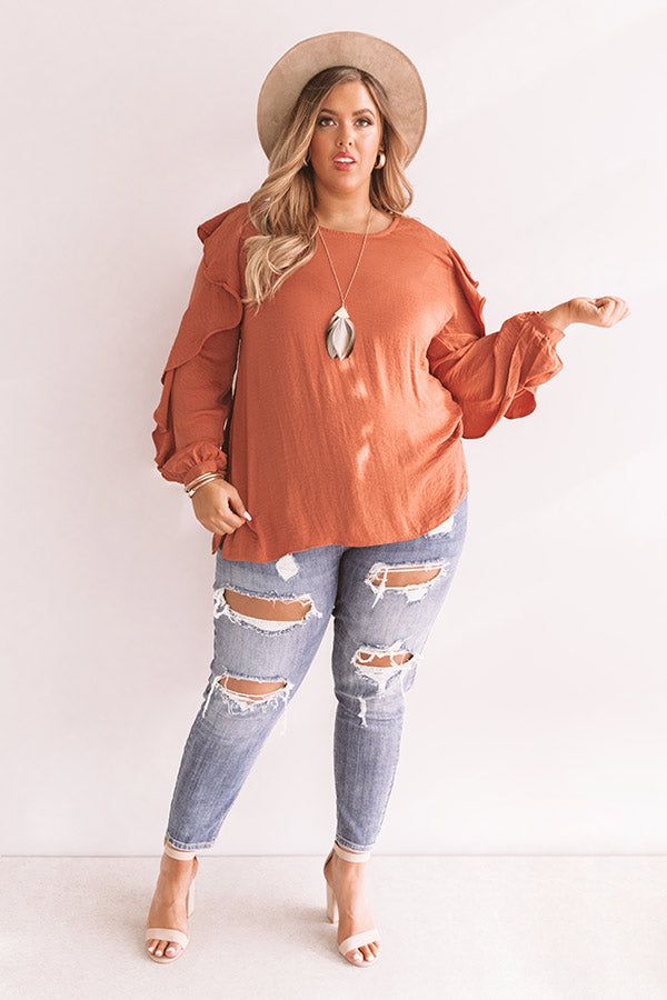 Better With Merlot Ruffle Shift Top in Light Rust Curves sold by Impressions product image thumbnail 3