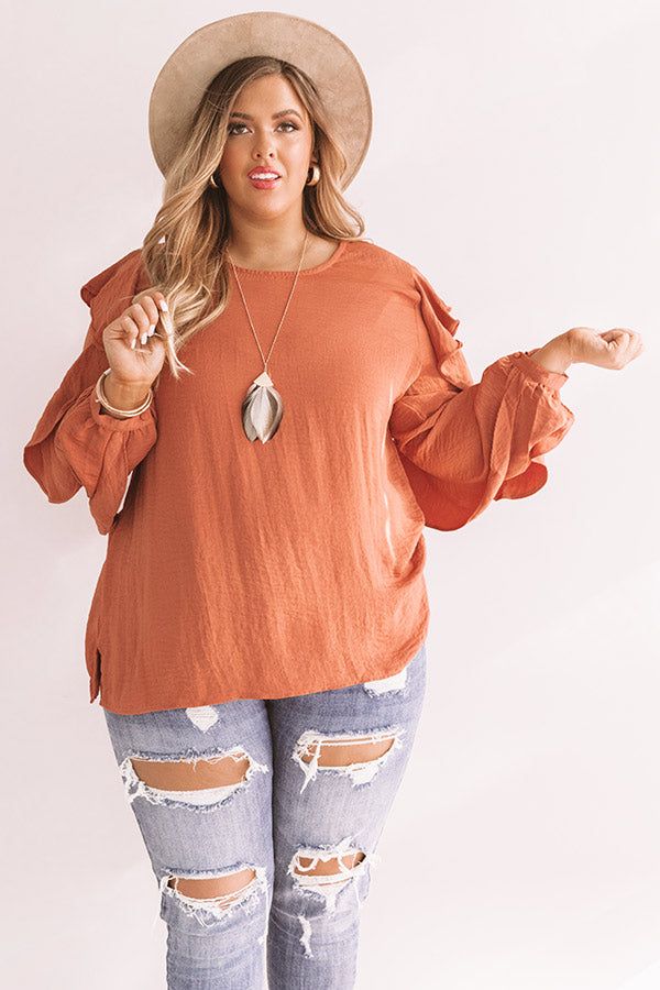 Better With Merlot Ruffle Shift Top in Light Rust Curves sold by Impressions product image thumbnail 2