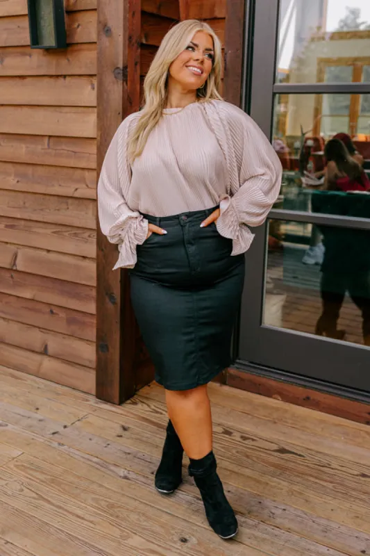 Found Your Love Pleated Top In Champagne Curves sold by Impressions
