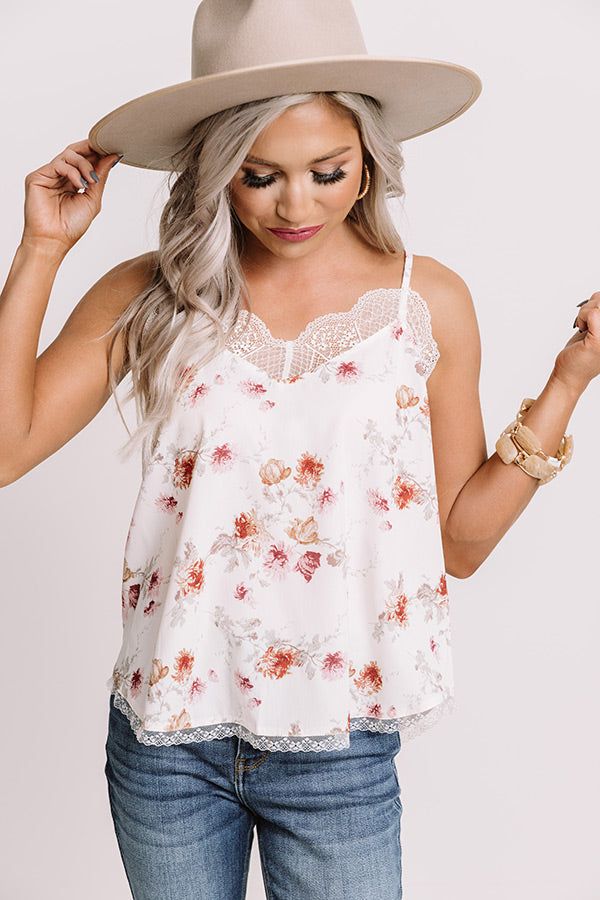 Clearly Chic Floral Tank In Ivory sold by Impressions