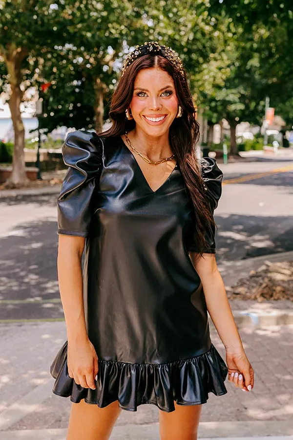 Stylish Setting Faux Leather Mini Dress in Black sold by Impressions