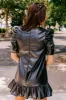 Stylish Setting Faux Leather Mini Dress in Black sold by Impressions