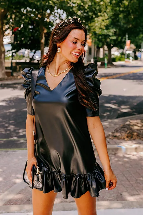 Stylish Setting Faux Leather Mini Dress in Black sold by Impressions product image thumbnail 2