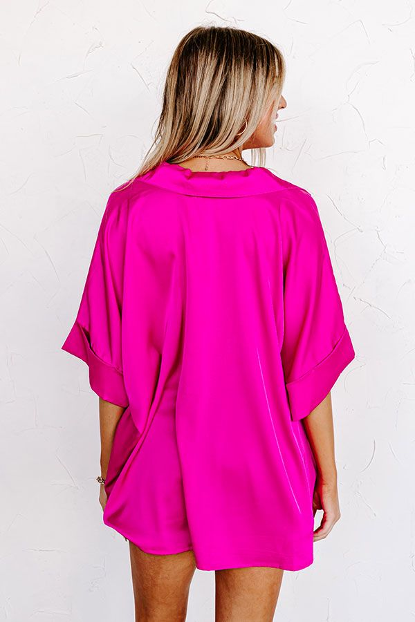 Best Weather Ever Satin Shift Top in Hot Pink sold by Impressions product image thumbnail 3