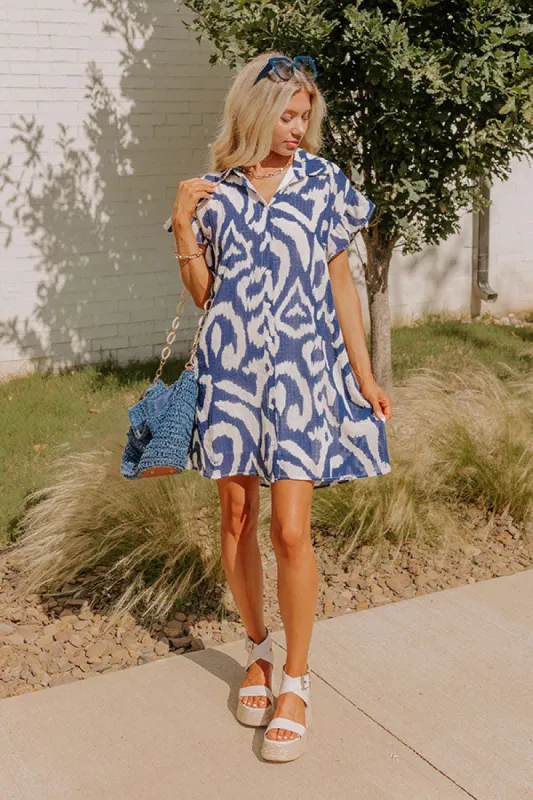 Mediterranean Mosaic Button Down Mini Dress sold by Impressions