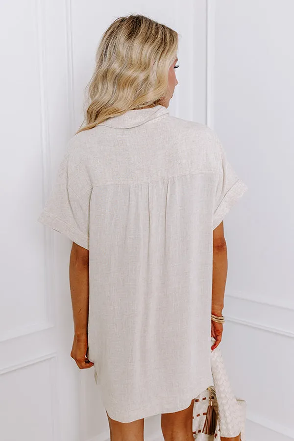 St. Lucia Bound Linen-Blend Mini Dress in Oatmeal sold by Impressions product image thumbnail 4