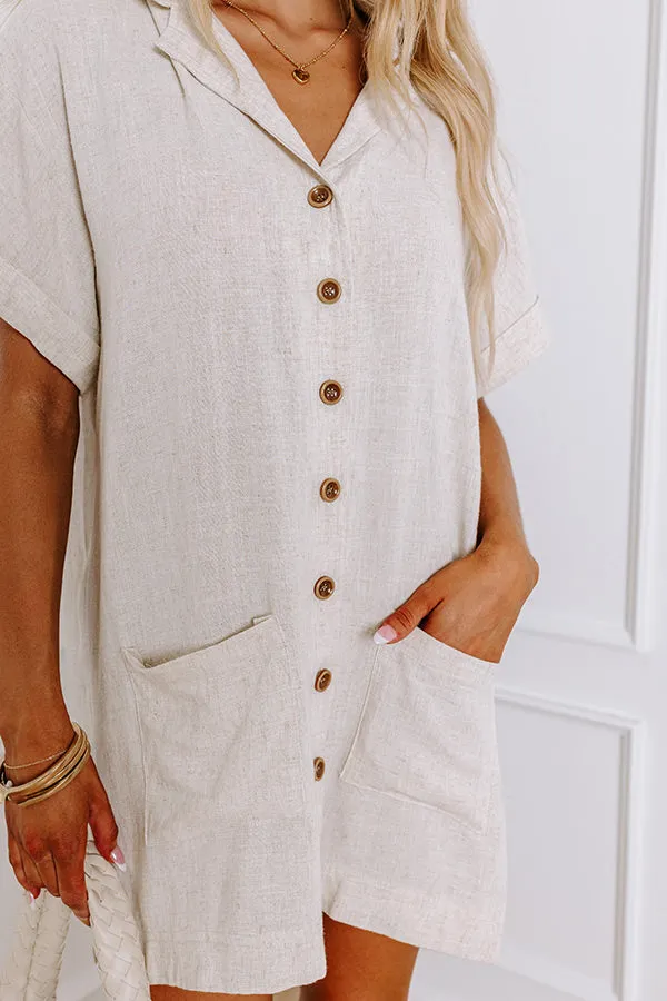 St. Lucia Bound Linen-Blend Mini Dress in Oatmeal sold by Impressions product image thumbnail 5