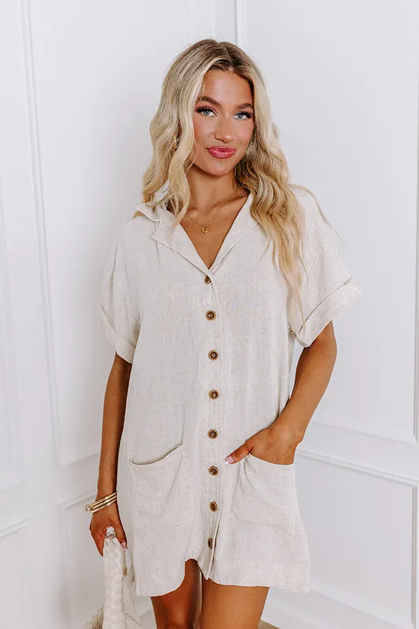 St. Lucia Bound Linen-Blend Mini Dress in Oatmeal sold by Impressions product image thumbnail 2