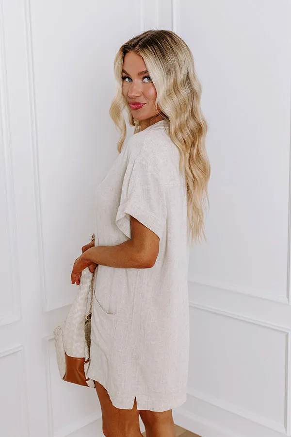 St. Lucia Bound Linen-Blend Mini Dress in Oatmeal sold by Impressions product image thumbnail 3