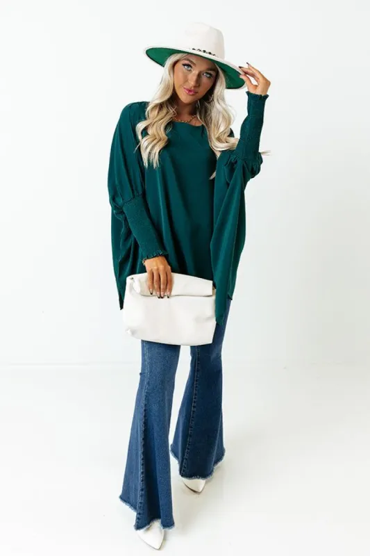 Let It Be Shift Top In Hunter Green sold by Impressions