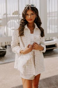 Shift Focus Tweed Lightweight Jacket In Ivory sold by Impressions