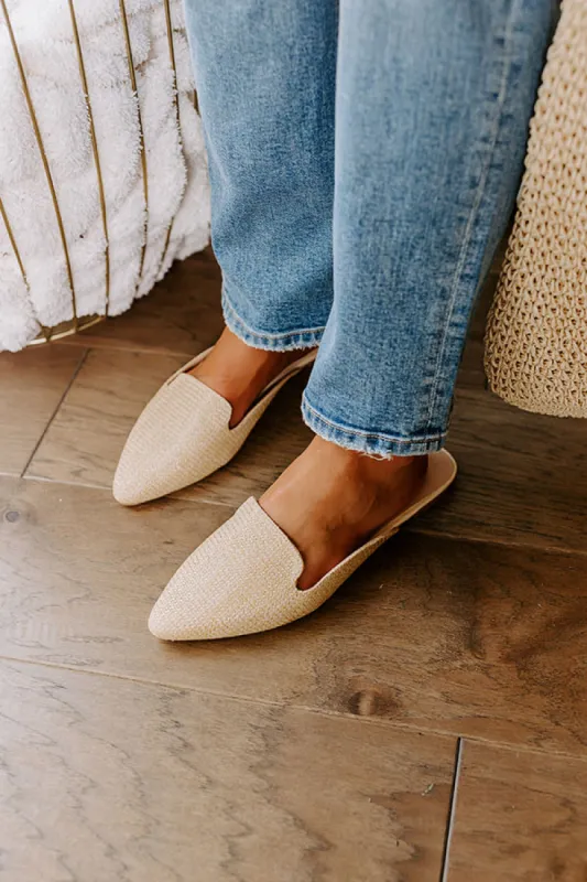 The Natasha Raffia Woven Flat in Tan sold by Impressions