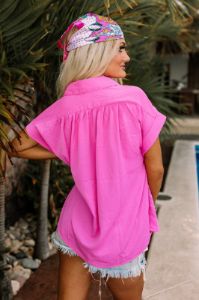 On A Break Shift Top In Pink sold by Impressions