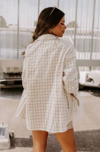 Shift Focus Tweed Lightweight Jacket In Ivory sold by Impressions