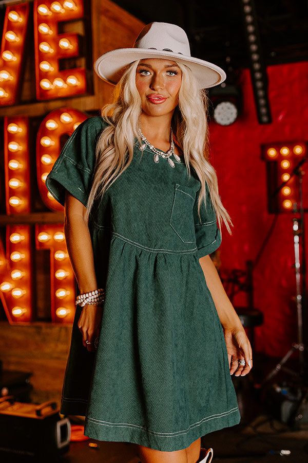 Other Side Of Midnight Corduroy Mini Dress In Hunter Green sold by Impressions product image thumbnail 4