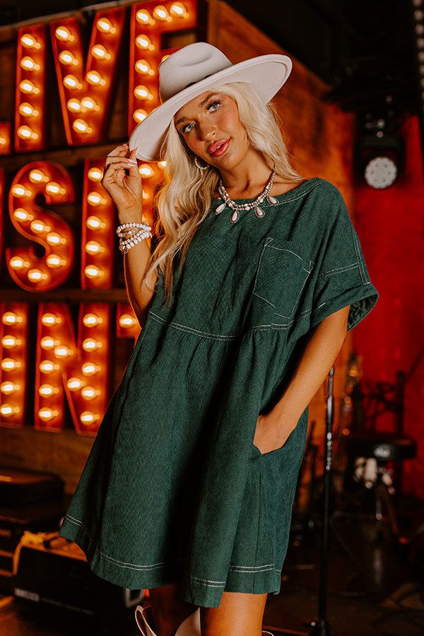 Other Side Of Midnight Corduroy Mini Dress In Hunter Green sold by Impressions