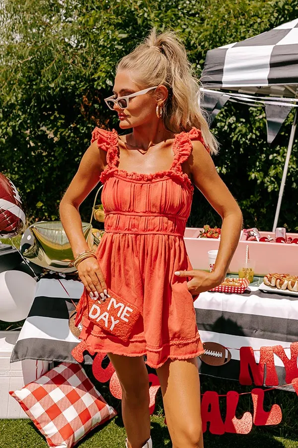 Tailgate Ready Mineral Wash Denim Romper in Red sold by Impressions product image thumbnail 2