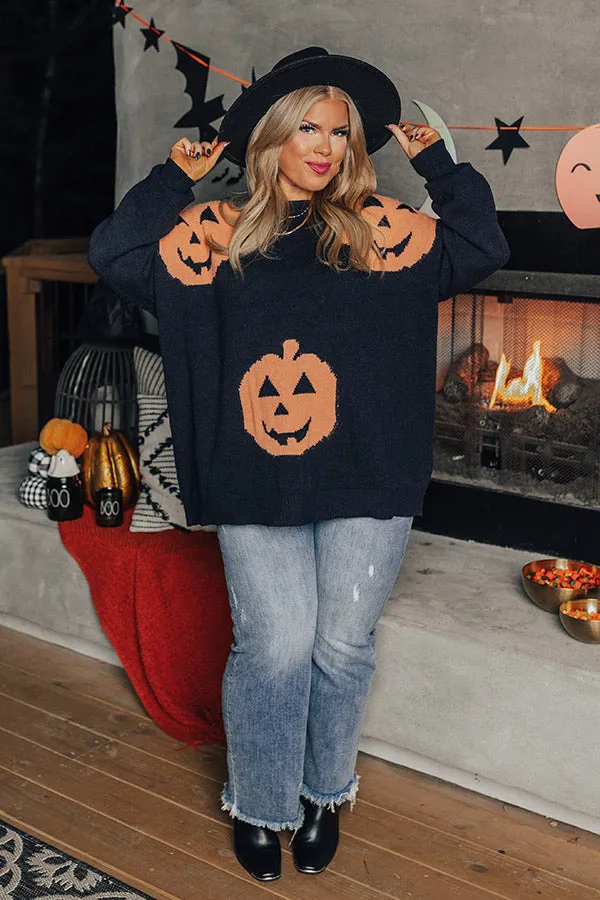 Hey Pumpkin Knit Sweater in Black Curves sold by Impressions