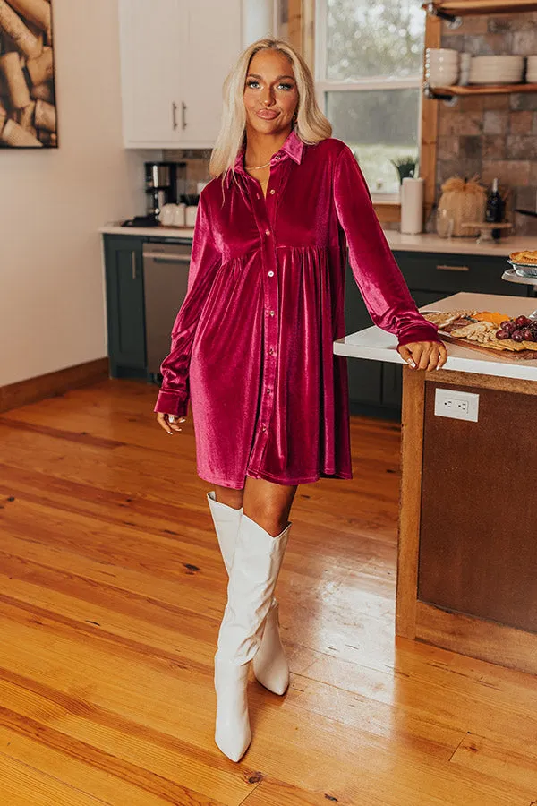 Festival Feels Velvet Mini Dress in Sangria sold by Impressions product image thumbnail 2