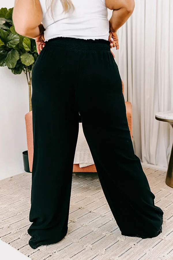 The Araceli High Waist Linen-Blend Pants in Black Curves sold by Impressions product image thumbnail 3