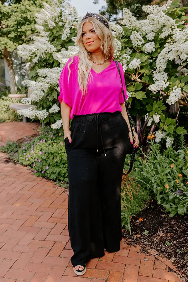 The Araceli High Waist Linen-Blend Pants in Black Curves sold by Impressions product image thumbnail 4