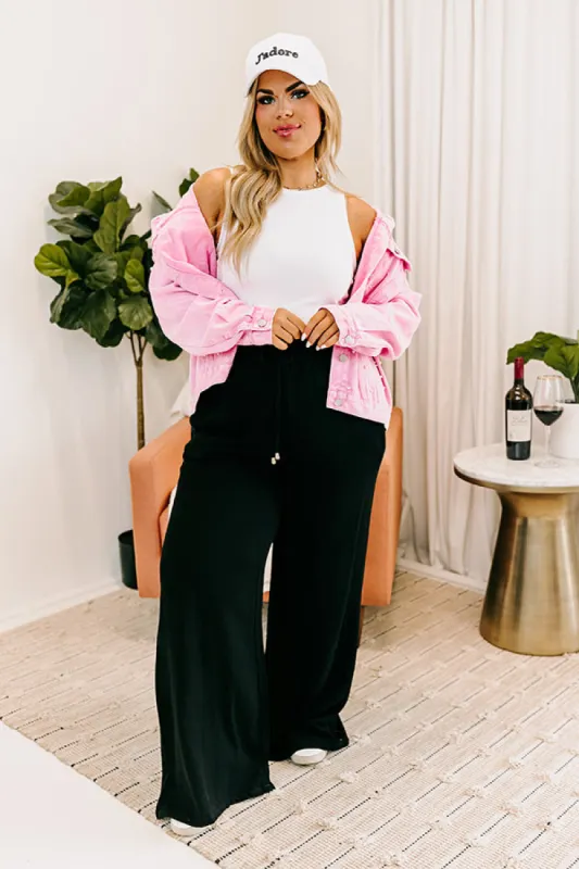 The Araceli High Waist Linen-Blend Pants in Black Curves sold by Impressions