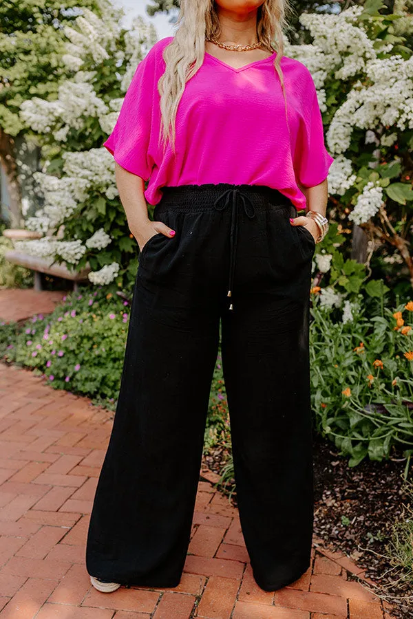 The Araceli High Waist Linen-Blend Pants in Black Curves sold by Impressions product image thumbnail 5