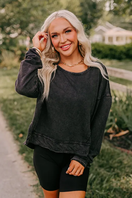 Lounging Around Mineral Wash Sweatshirt In Black sold by Impressions