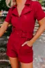 Stay Sophisticated Denim Romper In Crimson sold by Impressions