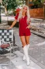 Stay Sophisticated Denim Romper In Crimson sold by Impressions
