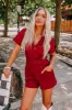 Stay Sophisticated Denim Romper In Crimson sold by Impressions