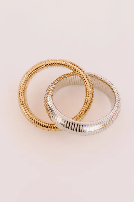 Two Tone Twisted Metal Cobra Bangle Bracelet sold by Impressions