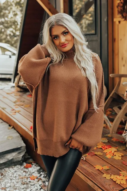 Full Of Warmth Tunic Sweater In Camel sold by Impressions