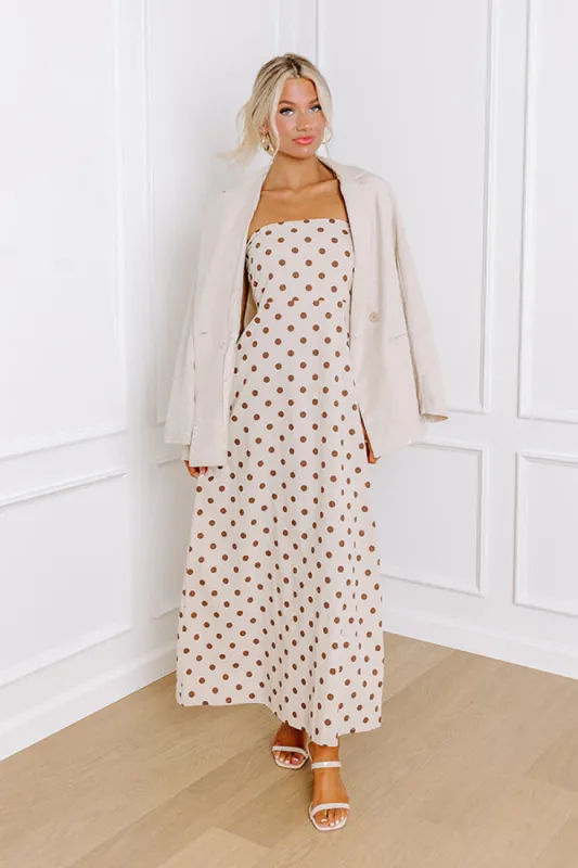 Spotted In The Vineyard Linen-Blend Maxi Dress sold by Impressions