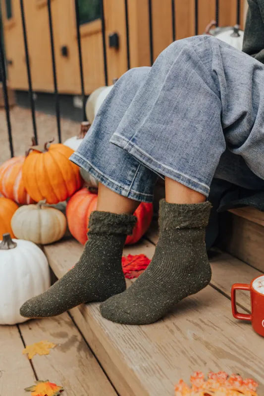 Autumn Charm Knit Socks In Army Green sold by Impressions