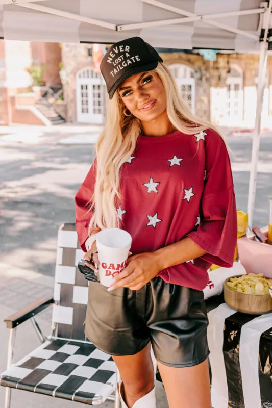 Brightest Star Sequin Oversized Tee in Red sold by Impressions