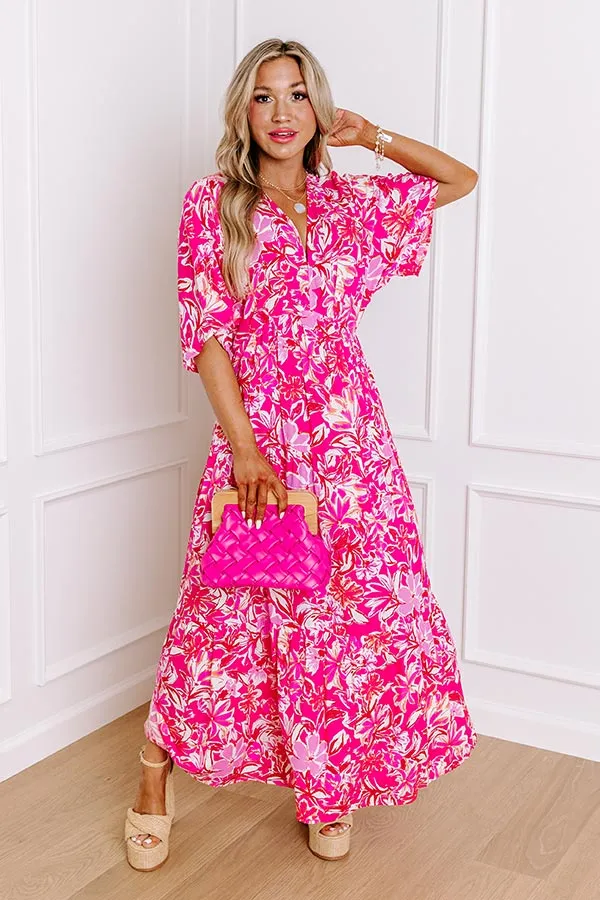 Blossom Breeze Floral Maxi In Hot Pink sold by Impressions