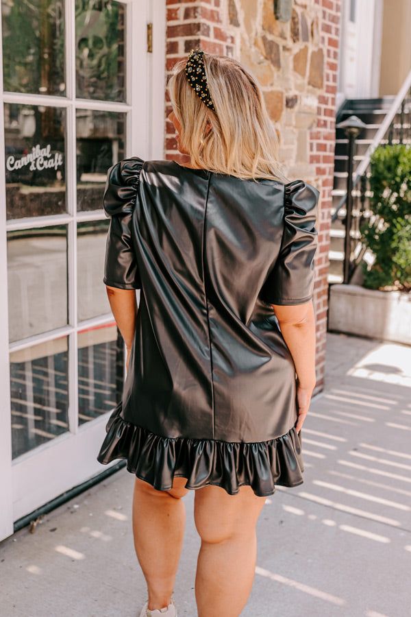 Stylish Setting Faux Leather Mini Dress in Black Curves sold by Impressions product image thumbnail 3